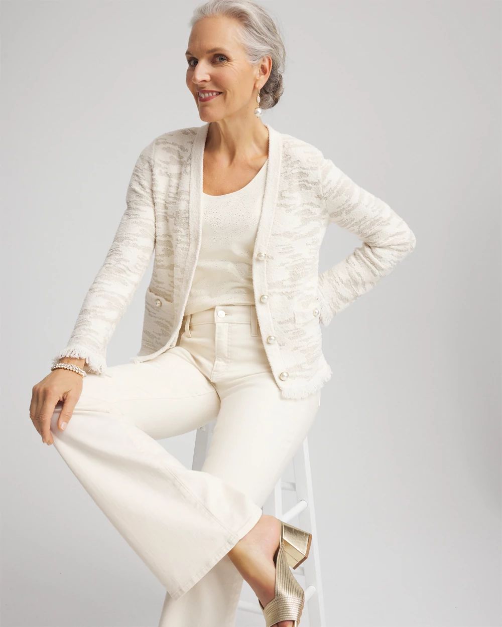 Fringe Textured V-Neck Cardigan | Chico's